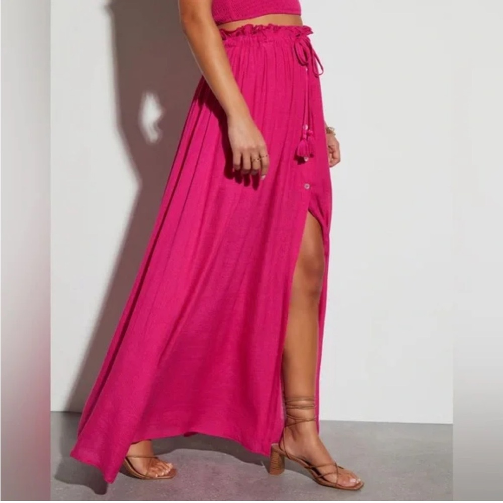 Vici Fuchsia Pink Maxi Skirt with Side Slit
